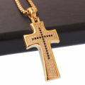 Fashion Brass Charms Cross Pendants Necklace With Zircon Micro Inlay